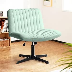 LEMBERI Fabric Padded Desk Chair No Wheels, Armless Wide Swivel Home Office Desk Chair,120° Rocking Mid Back Ergonomic Computer Task Vanity Chair for Office, Home, Make Up,Small Space…