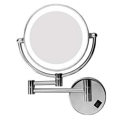 Excelvan LED Make Up Mirror 8 Inch Double Sided Swivel, Lighted Wall Mount Makeup Mirror with 5x Magnification