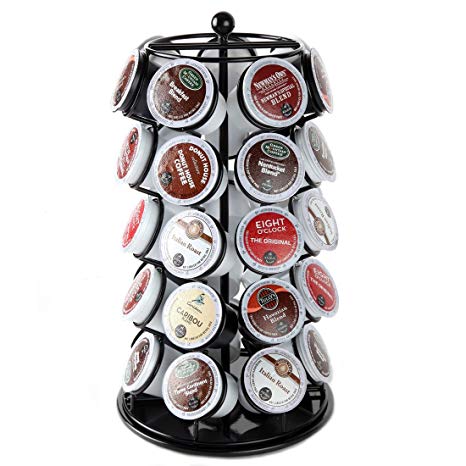 Lily's Home K Cup Holder Carousel for 35 K-Cups in Black. K Cup Storage in Style