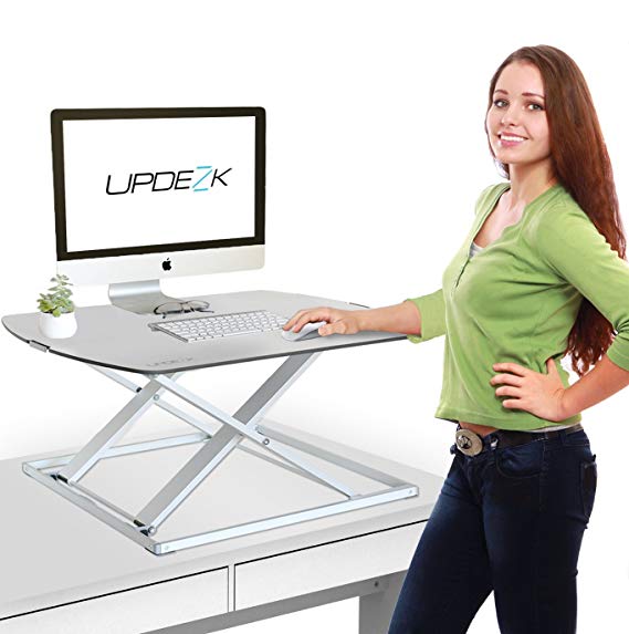 Height Adjustable Standing Desk Converter - Stand up Desk Used as Computer and Monitor Stand - Ultra Slim Stunning Design - White - 31"x22"