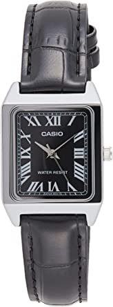 Casio LTP-V007L-1B Women's Rectangular Leather Strap Roman Black Dial Dress Watch