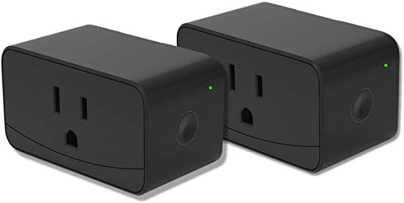 meross Smart WiFi Plug Outlet Switches Compatible with Alexa and Google Assistant, App Control, Timer Function, 16A, No Hub Needed, FCC & ETL Certified, Black 2 Pack