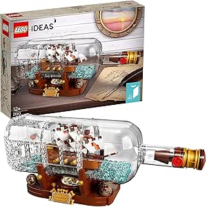 LEGO 21313 Ideas Ship in Bottle Construction Set, Brick-built Bottle and Stand, Creative Building Playset