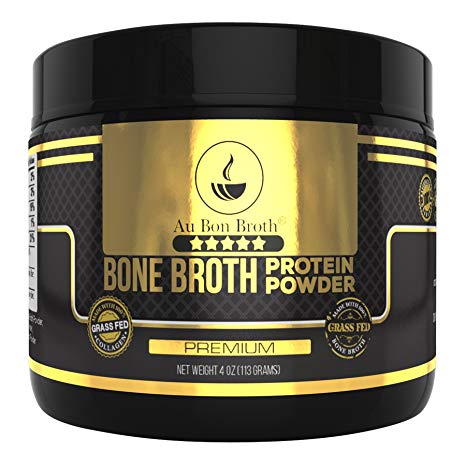 Genuine Grass Fed Organic Bone Broth Protein Powder Collagen 4oz. Premium Flavor 7 Servings, Mixes Instantly, Gluten Free, Pasture Raised, 100% Sourced, Made in USA, NOT from Concentrate (Sample Size)
