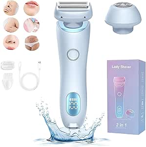 Modira Shaver, Modira Mermaid Shaver, 2 in 1 Electric Shaver Razors for Women, Bikini Trimmer for Women, Ipx7 Waterproof Wet & Dry, for Face Body Leg Bikini Underarm Arm (Blue)