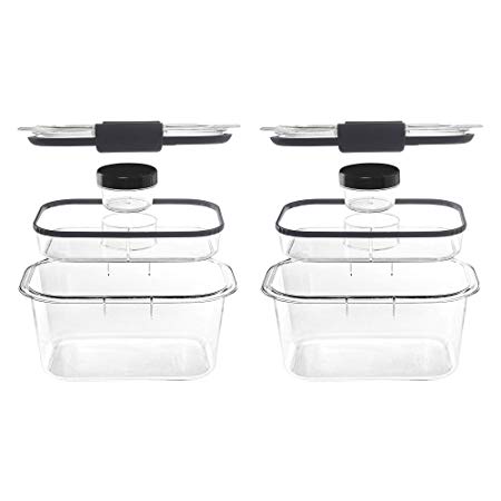 Rubbermaid Brilliance Medium Deep 4.7 Cup Food Salad Storage Container (2 Pack)