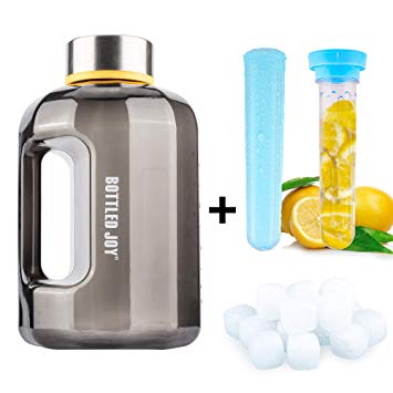 Large Water Bottle,Water Jug,Water Bottle,Sports Water Bottle,Wide Mouth BPA Free,Stainless Steel Water Bottle with 20pcs Ice Cubes reusable,Big Capacity Drinking jug,Fruit Infuser Water Bottle 2.2/3L