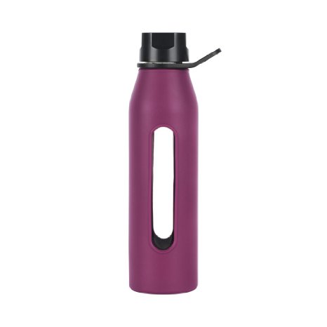 Takeya Classic Glass Water Bottle with Silicone Sleeve, 22-Ounce, Purple
