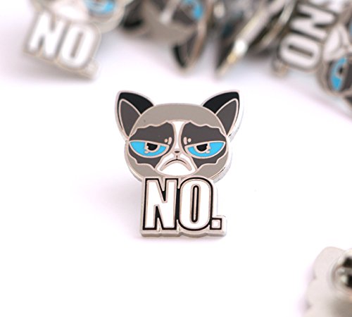 Cat Enamel Pin of Grumpy cat meme lapel pin