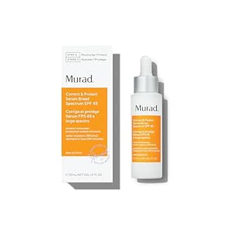 Murad Correct & Protect Broad Spectrum SPF 45 - Environmental Shield 100% Mineral Sunscreen Serum - Blue Light Defense - Brightens and Reduces Discoloration, 30 ml