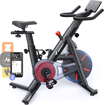 Exercise Bike, Merach Bluetooth Stationary Bike for Home with Magnetic Resistance, Indoor Cycling Bike with 350lbs Weight Capacity, iPad Holder, TT