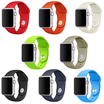 SailFar 8-Pack 42mm Apple Watch Band, Sports Silicone Replacement Wrist Strap for iWatch Series 1 Series 2 (8PCS(42mm), Small)