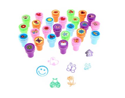Stamps for Kids, LUCKYBIRD Best Self Inking Funny Assorted Plastic Stamps, 26 Count