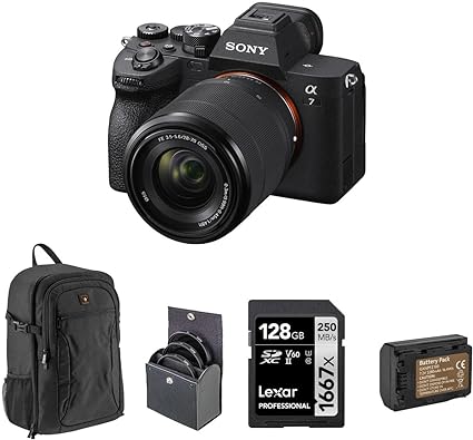 Sony Alpha a7 IV Mirrorless Digital Camera with FE 28-70mm f/3.5-5.6 OSS Lens Bundle with 128GB Memory Card, Backpack, Battery, 55mm Filter Kit