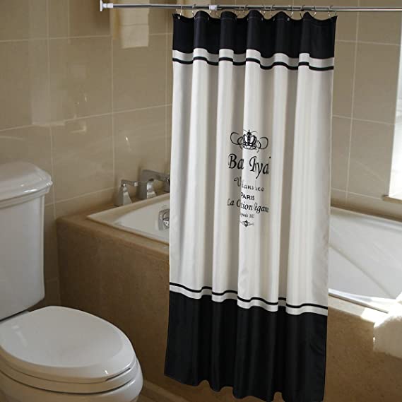 Riverbyland Black Ivory Polyester Shower Curtains 72" x 72"
