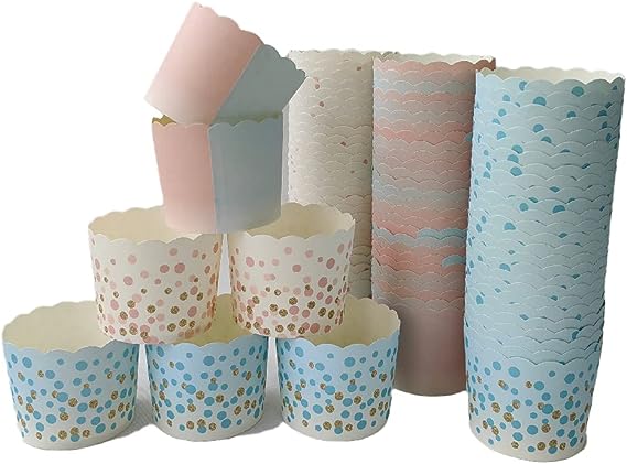 Paper Baking Cups 90-Pack Large Greaseproof Baking Cups Cupcake Muffin Cases Disposable Cupcake Wrappers For Birthday Baby Shower And Party Decorations-Gradient Pattern