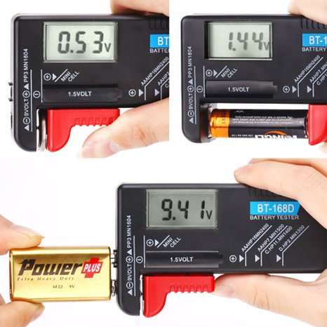 HDE Universal Digital Battery Tester - For AA/AAA/C/D/9V & Mini Cell Batteries