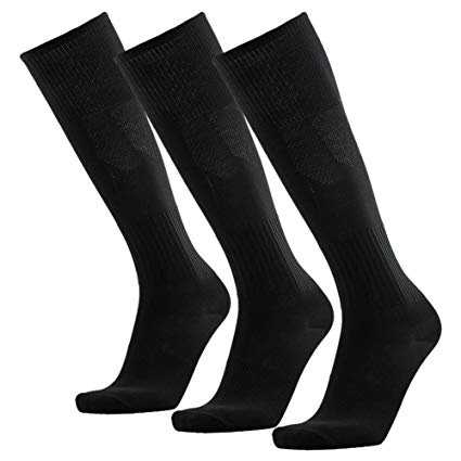 Three street Unisex Sport Long Knee-High Breathable Soccer Running Compression Socks(2-12 Pairs)