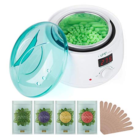 Wax Warmer Hair Removal Kit, IFM TOOLS Home Wax Kit Digital Wax Pot Heater with LCD Display Temperature Control, 4 Flavor Hard Wax Beans & 10 Wax Applicator Spatulas