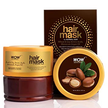 WOW Skin Science Wheat & Soy Amino Acids, Moroccan Argan Oil Hair Mask for Normal Hair, 200mL