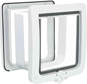 Trixie Sportello a 44241 Impermeabile e Silenzioso, particolarmente Grande, con Tunnel, 24 x 28 cm, Colore: Bianco