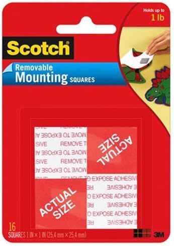 Scotch(R) Removable Mounting Squares 2C8W1 , 1 x 1 Inches, 16 squares ,Grey, 2-PACK