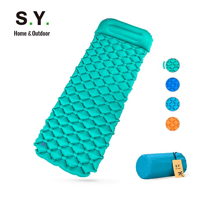 S.Y Sleeping Pad Camping Mat Ultralight Outdoor Indoor Inflatable Air Mattress TPU Inflating Travel Air Bed for Camping, Backpacking & Hiking, Hammock, Tent & Cot