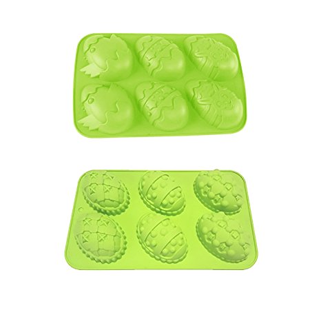IHOMECOOKER 2PC Silicone Baking Mold Set Green Easter Set Eggs Set