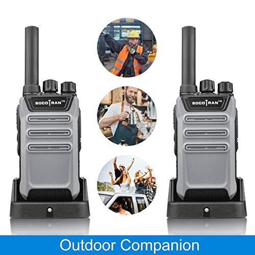 Portable Two-Way Radio UHF 400-470MHz FRS Walkie Talkie 2W Up to 3 Mile Range 16 CH VOX Scramble 2 Way Radio with Privacy Code Rechargeable Radio Communication 2 Pcs SOCOTRAN Black