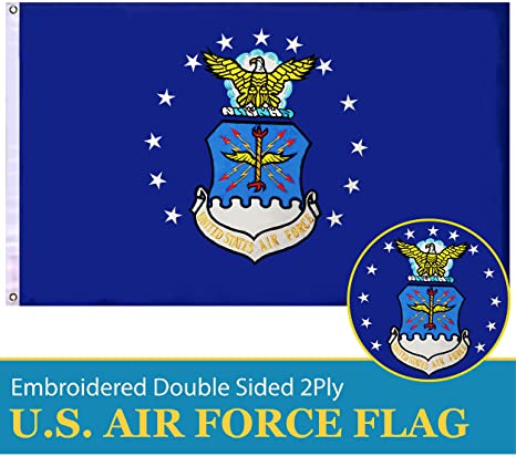 G128 - US Air Force Flag Double Sided Embroidered 2x3 ft Flag with Brass Grommets