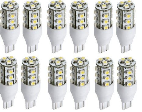 LED Replacement Light Bulb 921T15 Wedge base 52 Lumens 12v or 24v Natural White 12 Packs