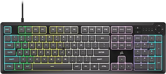 Corsair K55 CORE RGB Membrane Wired Gaming Keyboard – Quiet, Responsive Switches – Spill Resistance – Ten-Zone RGB – Media Keys – iCUE Compatible – QWERTY NA – PC, Mac – Gray