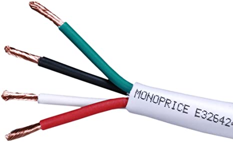 Monoprice 100ft 14AWG CL2 Rated 4-Conductor Loud Speaker Cable (For In-Wall Installation)