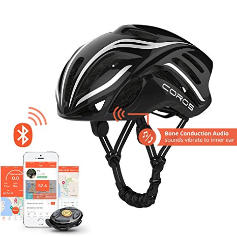 Coros Bone Conduction Cycling Helmet Integrated Smart Helmet Bluetooth Bicycle Helmet with SOS Alert, Hands Free Smart Remote