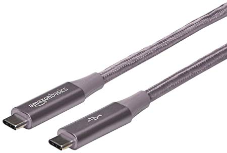 AmazonBasics Double Braided Nylon USB Type-C to Type-C 3.1 Gen 1 Cable | 1.8 m, Dark Grey