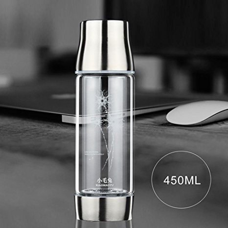 Anself 450ML Portable Hydrogen Water Ionizer Bottle Maker Generator Glass Water Pitcher BPA-free W/ Self-cleaning Function & Lid Cup