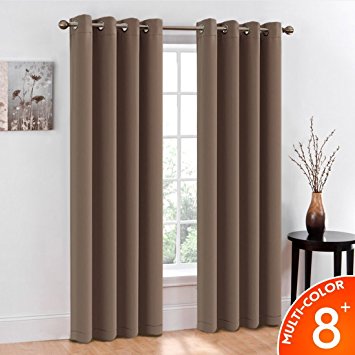 Balichun 2 Panels Blackout Curtains Thermal Insulated Solid Grommets Curtains for Bedroom/Living Room 52 by 84 Inch,Chocolate