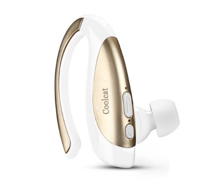 Bluetooth Headphones,Coolcat Bluetooth Wireless Headset Earphones Noise Cancelling In-ear Earbuds With Mic for iPhone,iPad iPod,Samsung LG,and Other Bluetooth Device (Gold)