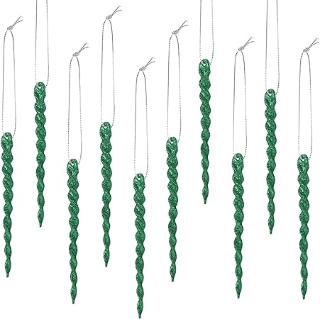 30 Pieces Plastic Icicle Twisted Plastic Icicle Christmas Ornaments Icicle Decoration Christmas Tree and Holiday Xmas Party Wedding Hanging (Dark Green,5.12 Inch)