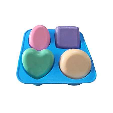 X-Haibei Basic Plain Square Heart Oval Round Soap Bar Silicone Mold Candle Making for Homemade
