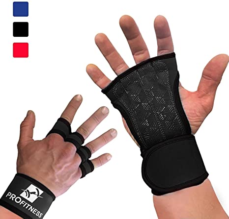 ProFitness Cross Training Gloves Non-Slip Palm Silicone Weight Lifting Glove to Avoid Calluses | Perfect for WODs & Weightlifting | with Wrist Wrap Support, Ideal for Both Men & Women