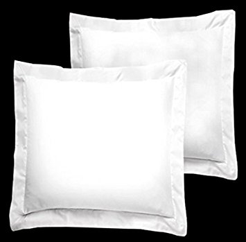 FlyingCart 2-Piece 500 Thread Count Egyptian Cotton Euro Square 26 x 26-Inch Pillow Shams, White