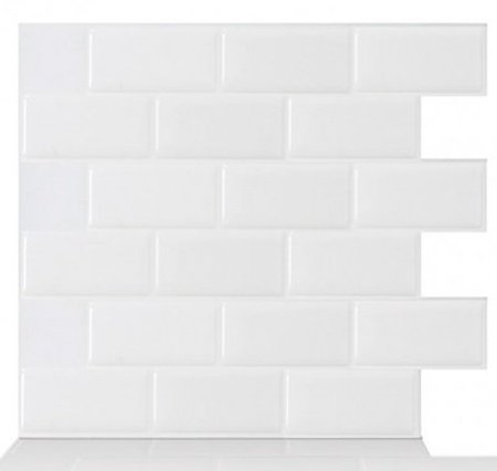 Tic Tac Tiles - High Quality Peel and Stick Wall Tile in Subway White (10)
