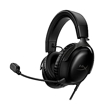 HyperX Cloud III – Wired Gaming Headset, PC, PS5, Xbox Series X|S, Angled 53mm Drivers, DTS, Memory Foam, Durable Frame, Ultra-Clear 10mm Mic, USB-C, USB-A, 3.5mm – Black (727A8AA)