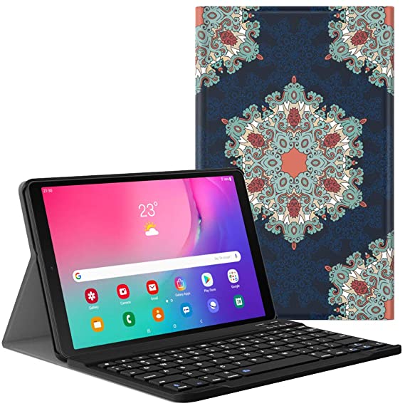 Dadanism Keyboard Case Fit Galaxy Tab A 10.1 2019 SM-T510 SM-T515, Detachable Wireless Bluetooth Keyboard Standing, PU Leather Cover Case Fit Galaxy Tab A 10.1 Inch 2019 Release - Circular Pattern
