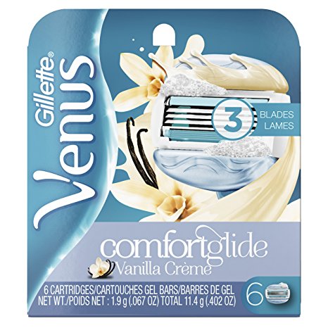 Gillette Venus Comfortglide Women's Razor Blade Refills, Vanilla Creme, 6 Count, Womens Razors / Blades