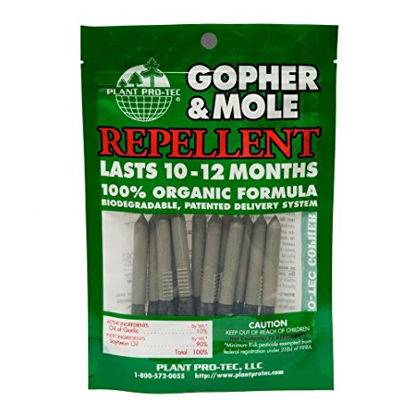 Gopher and Mole Garlic Repellent Natural Organic Biodegradable - 12 Pack (Made In USA)