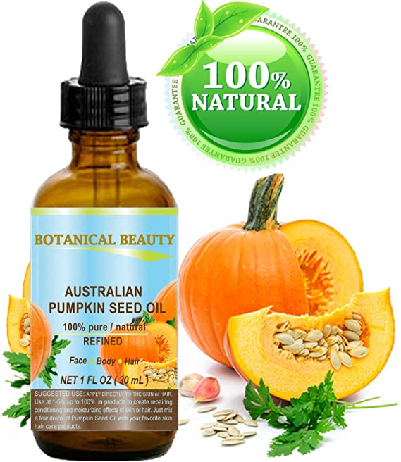 Botanical Beauty PUMPKIN SEED OIL Australian. 100% Pure/Natural / Undiluted/Refined Cold Pressed Carrier Oil. 1 Fl. oz. - 30 ml. For Skin Hair Lip and Nail Care.