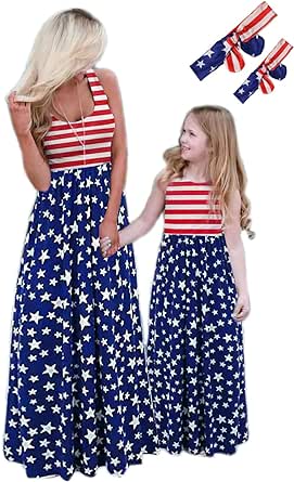 Mommy and Me Dresses Casual Floral Family Outfits Summer Matching Maxi Dress