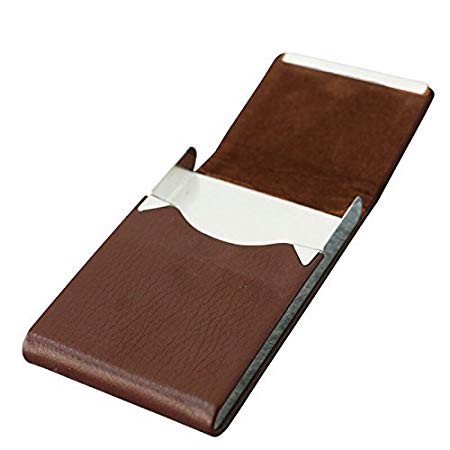RKPM Luxurious Ultrathin Curve Design Pocket Carrying Cigarette Box with Magnet Lock-Brown
